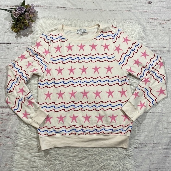Wildfox Sea Stars & Stripes Baggy Beach Jumper Sweatshirt - Picture 2 of 11